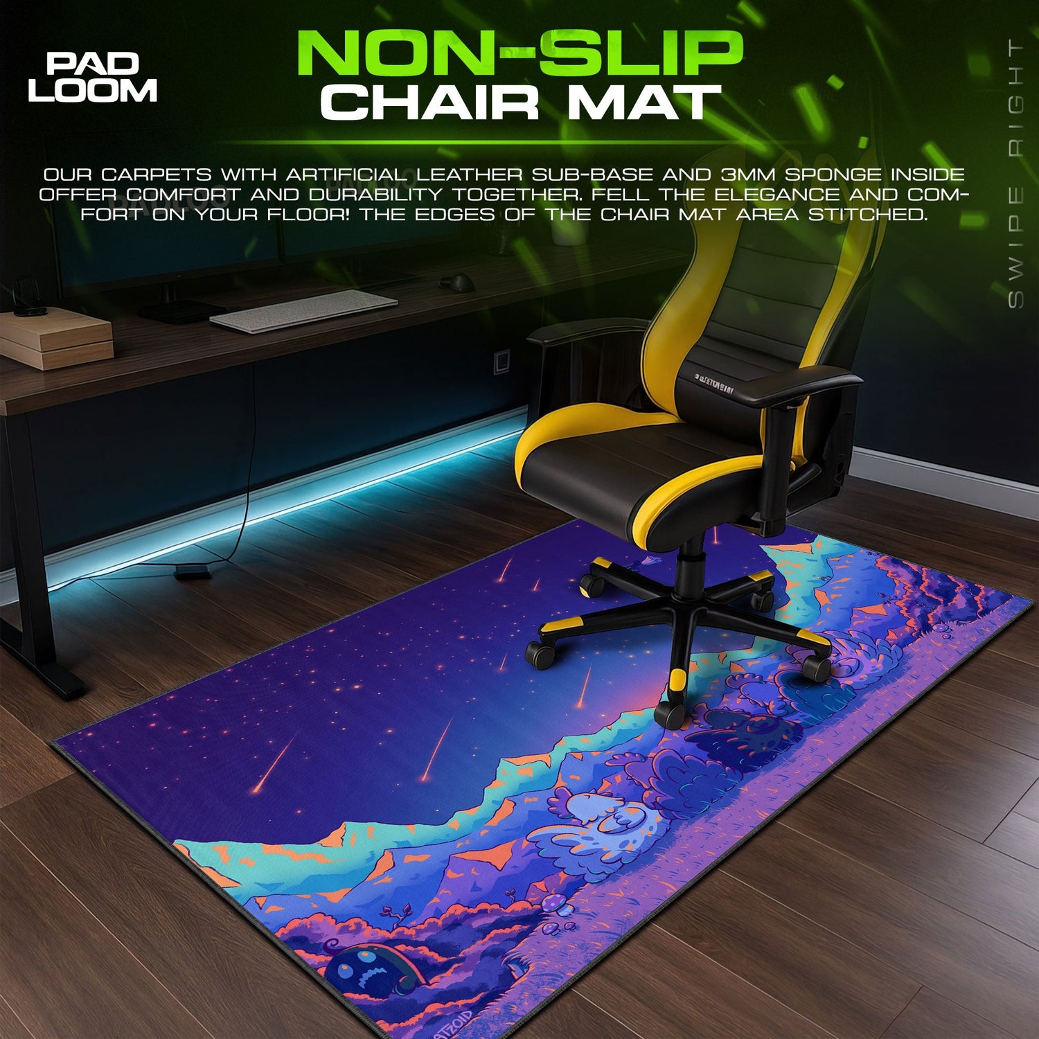 Stardew Valley Night Sky Mouse Pad, Cozy Pixel Gaming Desk Mat Padloom