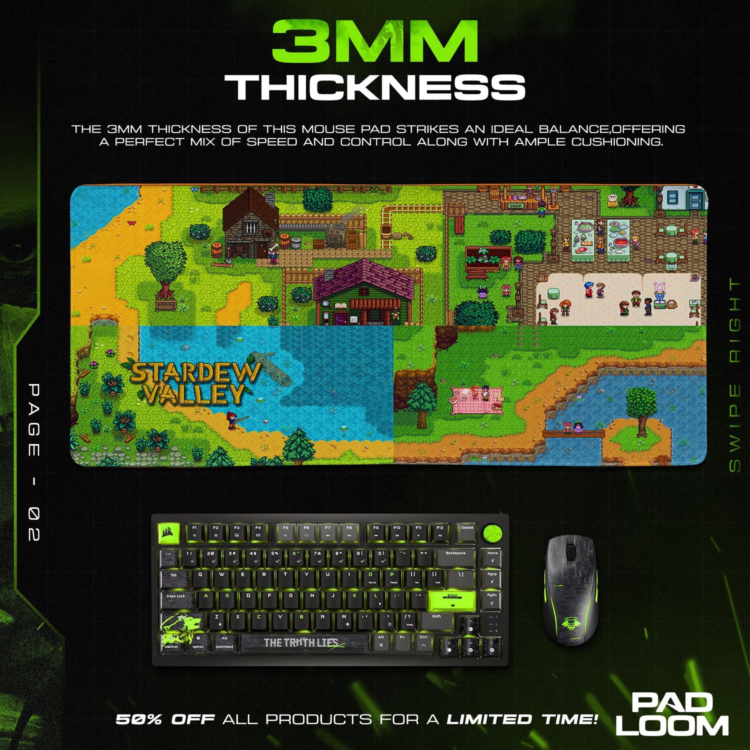 Stardew Valley Town Mouse Pad, Game Scene Gaming Desk Mat Padloom