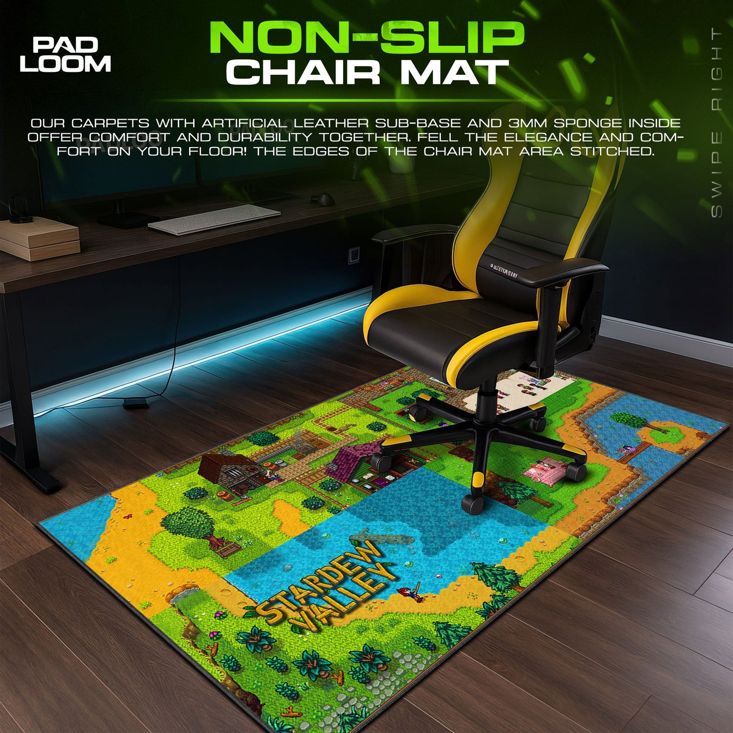 Stardew Valley Town Mouse Pad, Game Scene Gaming Desk Mat Padloom