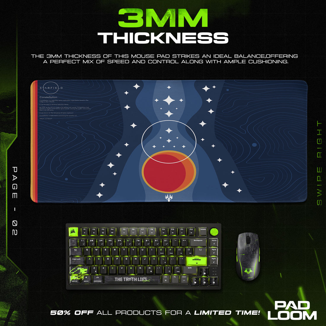 Starfield Constellation Mouse Pad, Sci-Fi Gaming Desk Mat
