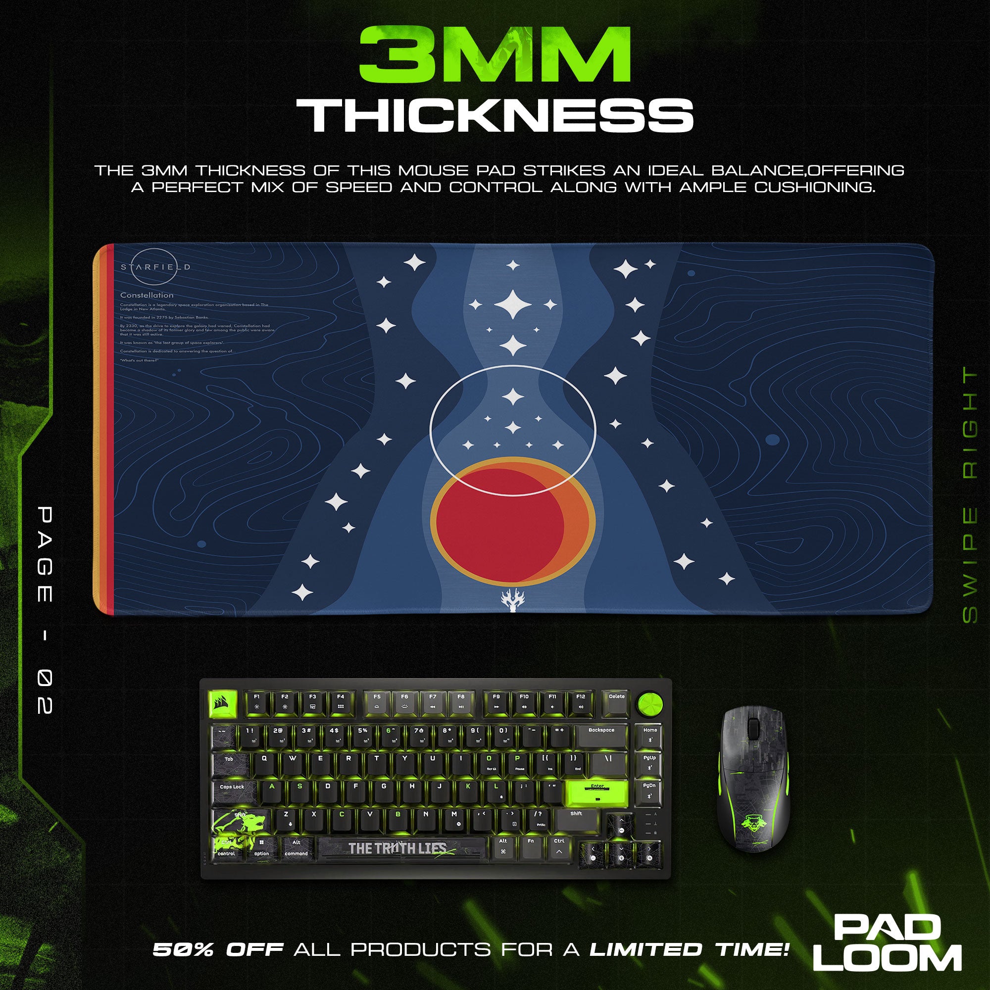 Starfield Constellation Mouse Pad, Sci-Fi Gaming Desk Mat