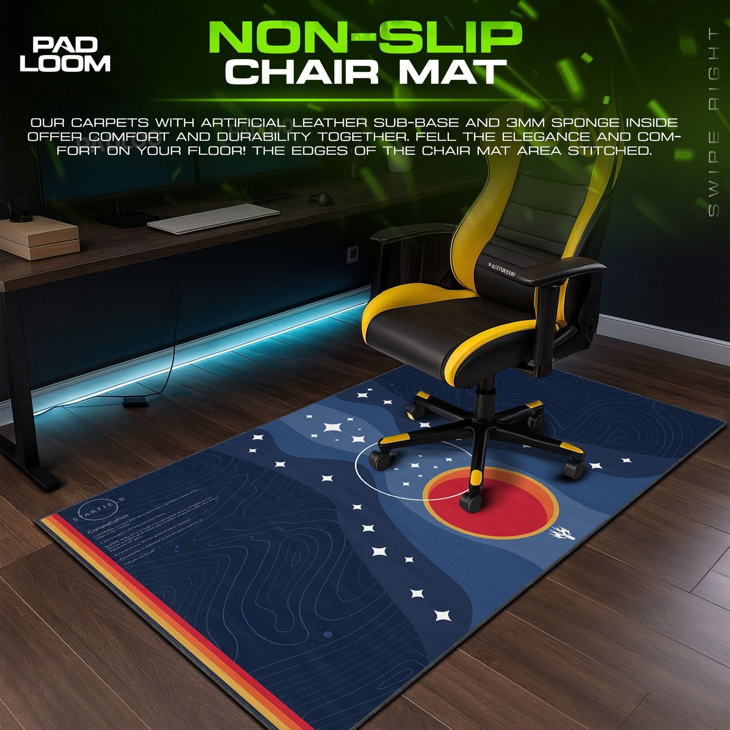 Starfield Constellation Mouse Pad, Sci-Fi Gaming Desk Mat Padloom