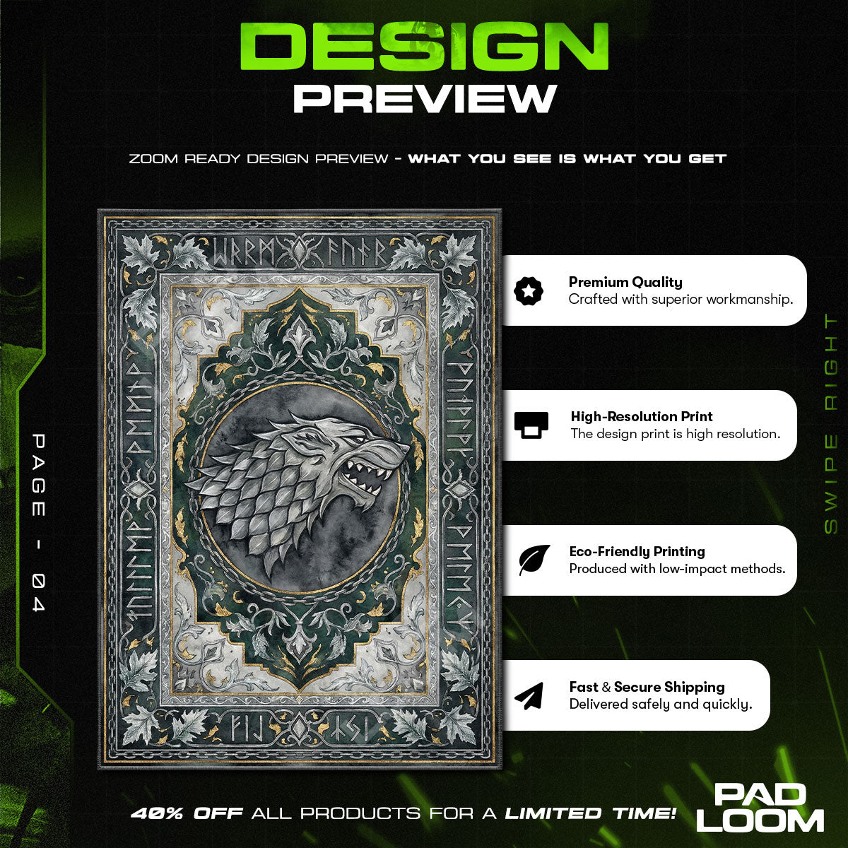 Room character design printed on rug