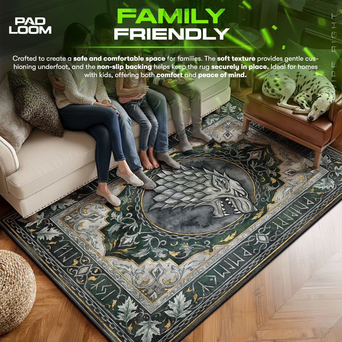 Stark area rug showing full home decor artwork