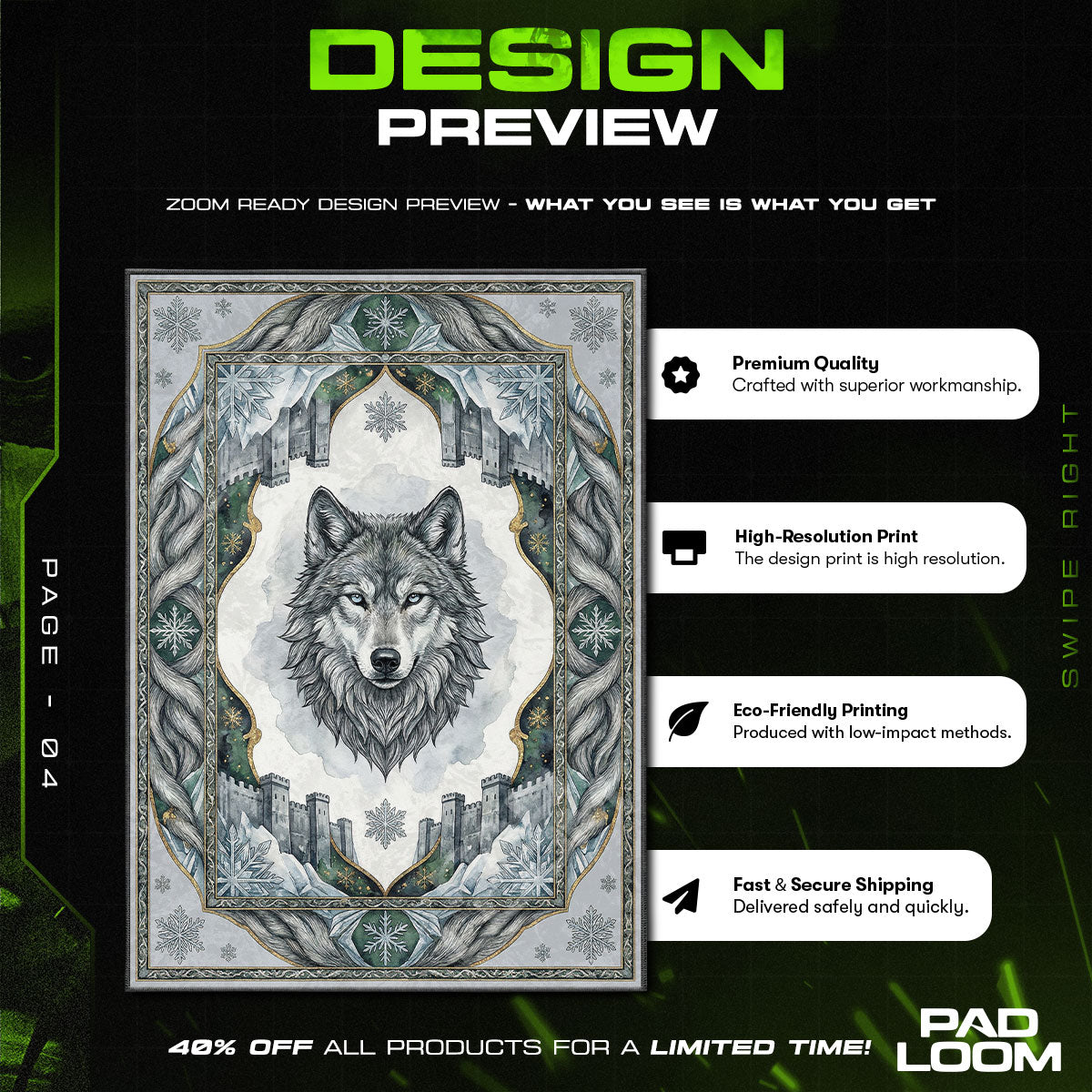 Room character design printed on rug