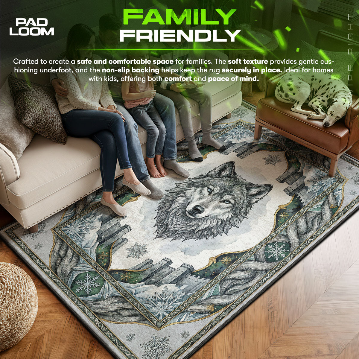 Stark area rug showing full home decor artwork