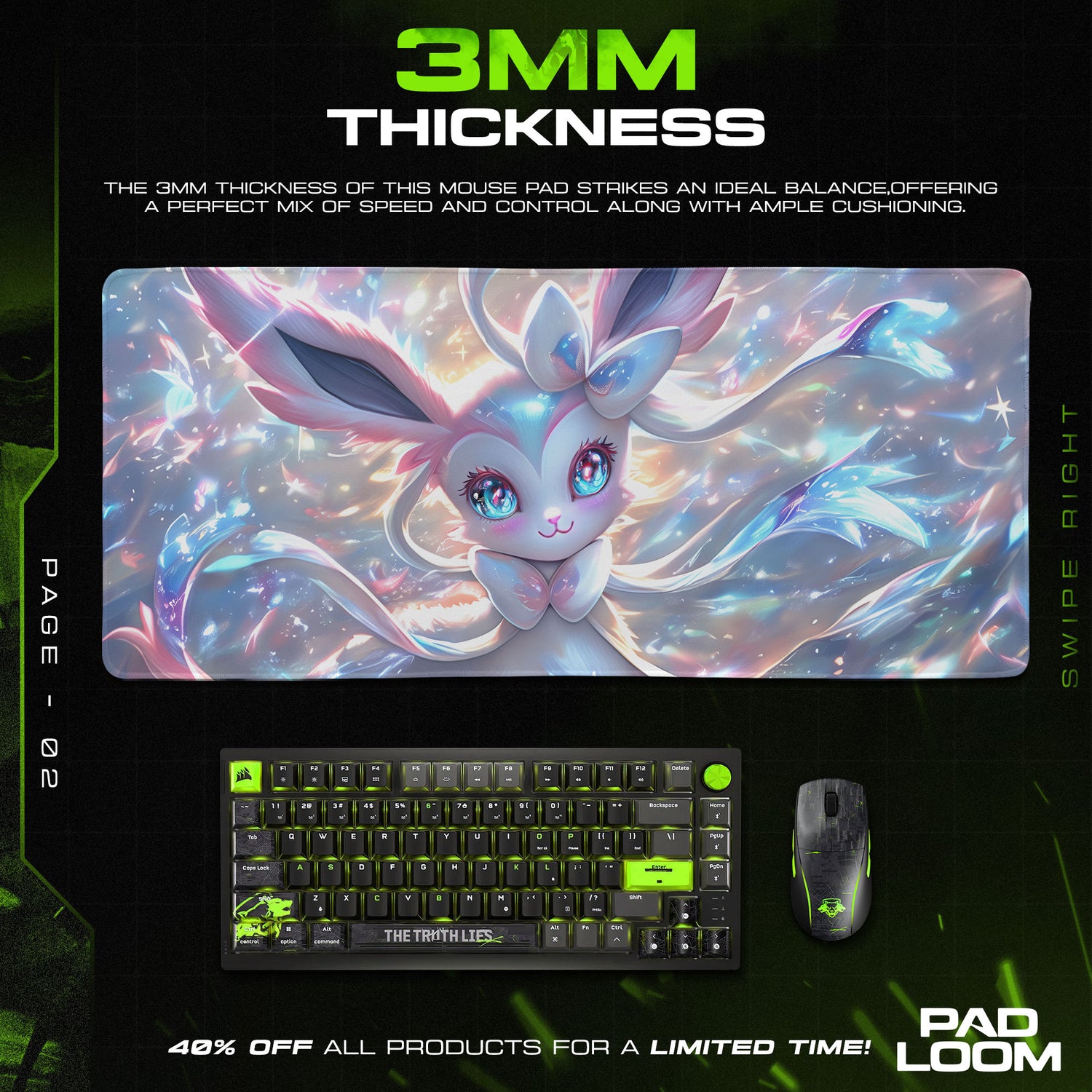 Starlight Sylveon themed desk mat for gaming fans