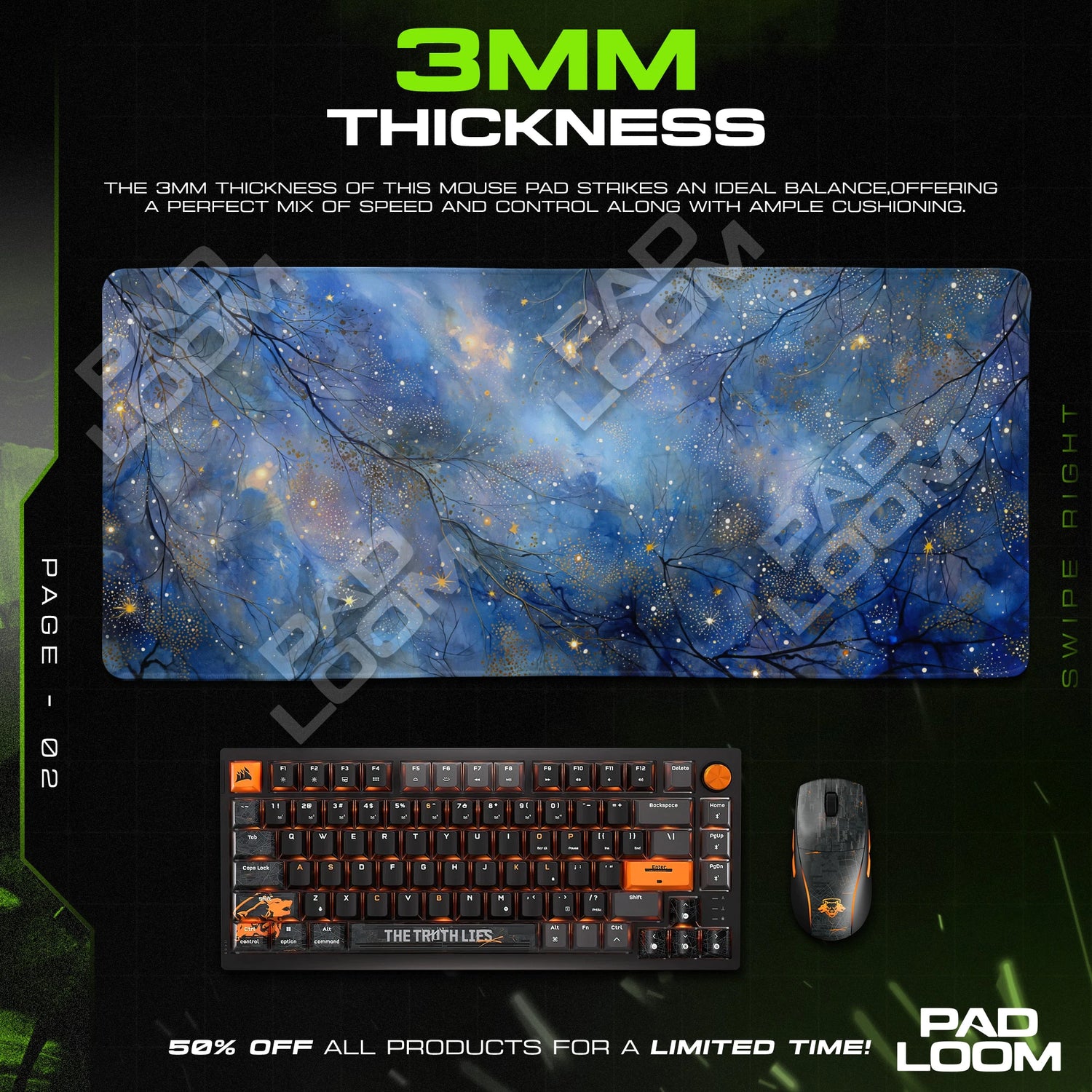 Starlit Branches Mouse Pad - Abstract Desk Mat