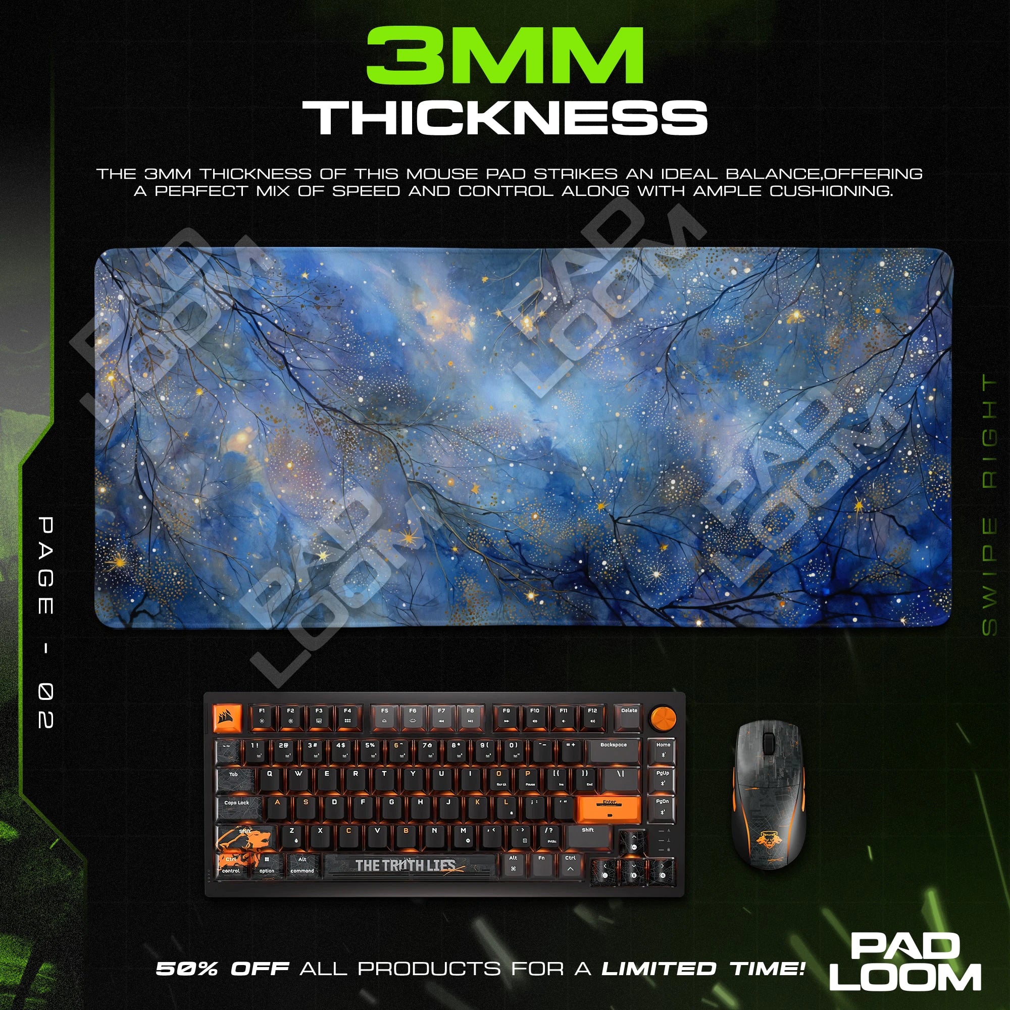 Starlit Branches Mouse Pad - Abstract Desk Mat