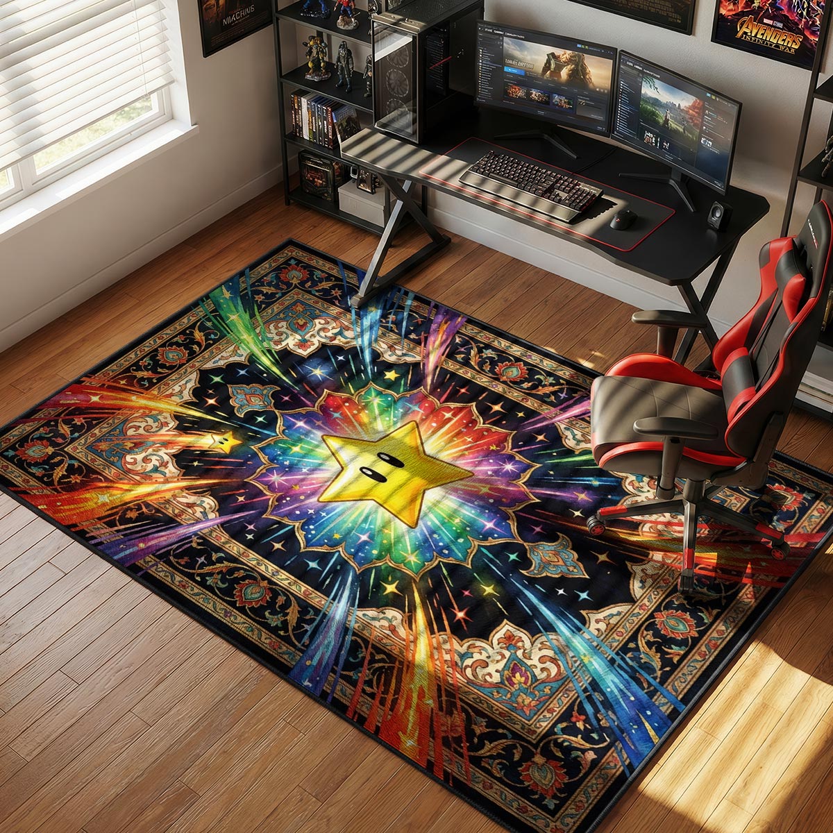 Starman Radiant Burst Super Mario Chair rug — main product view