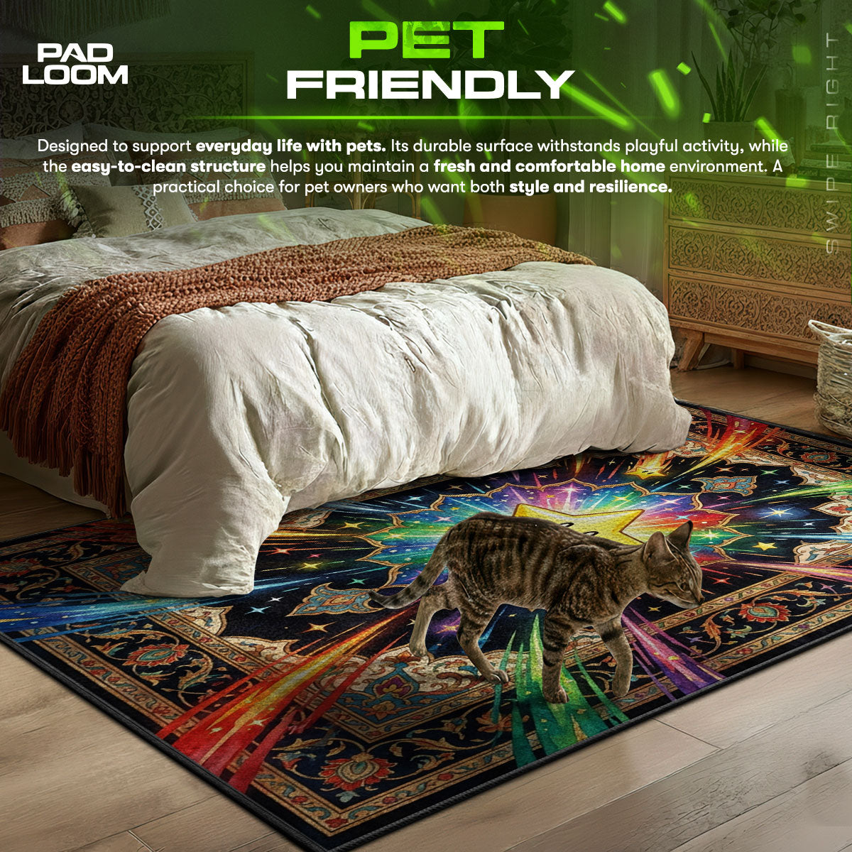 Detailed close-up of Starman rug pattern
