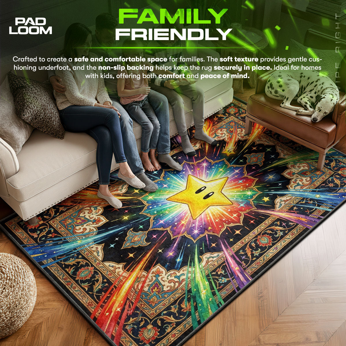 Starman area rug showing full home decor artwork