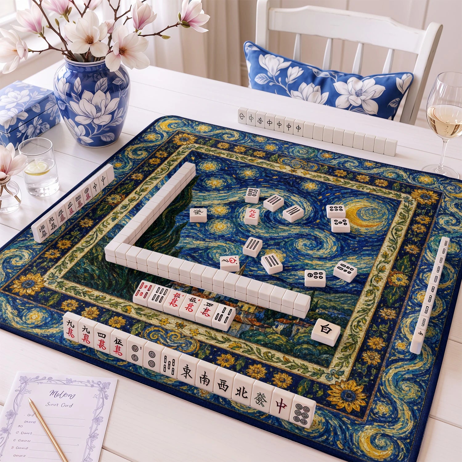 Starry Night Mahjong Mat - Mah Jongg Mat
