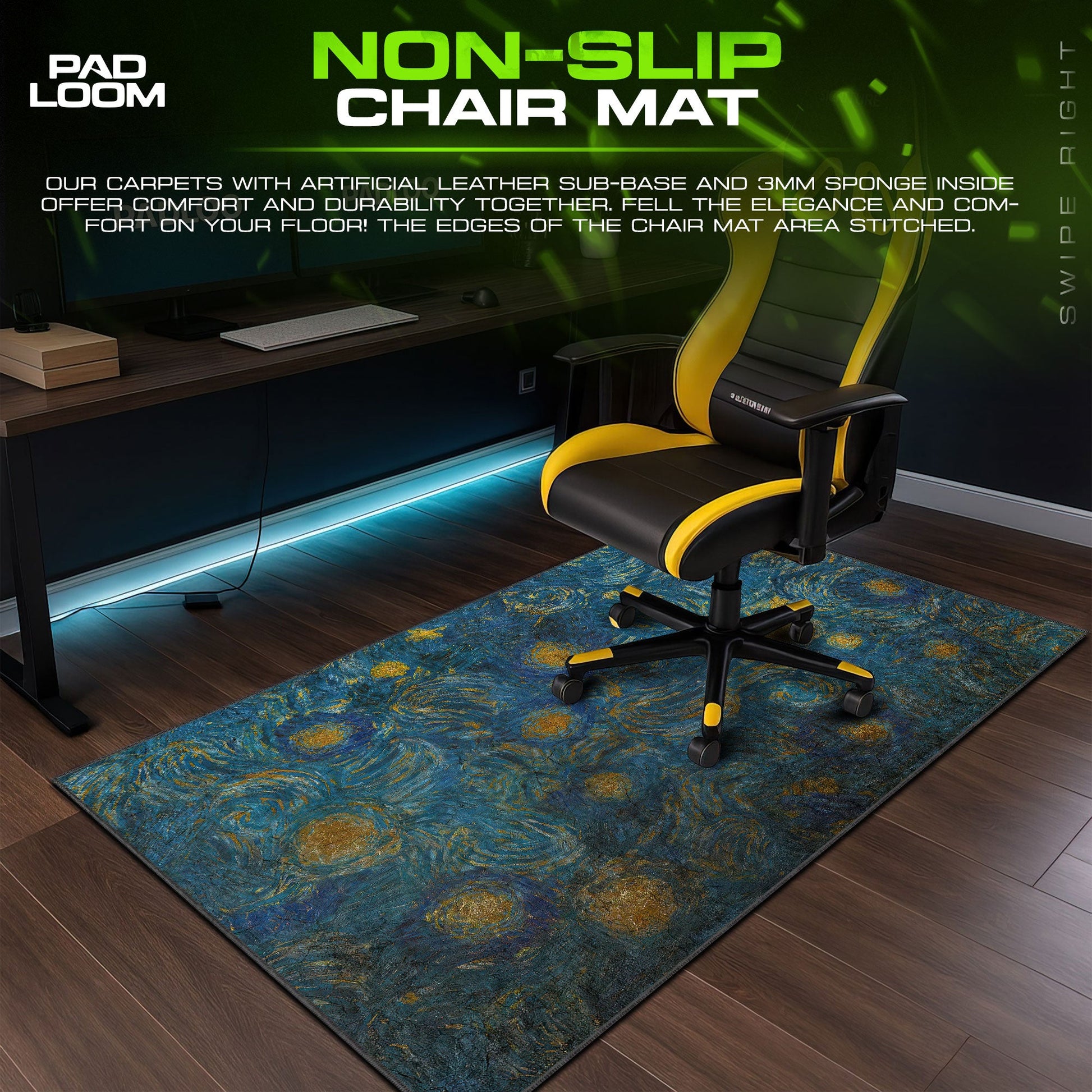 Starry Night Mouse Pad - Artistic Desk Mat Padloom
