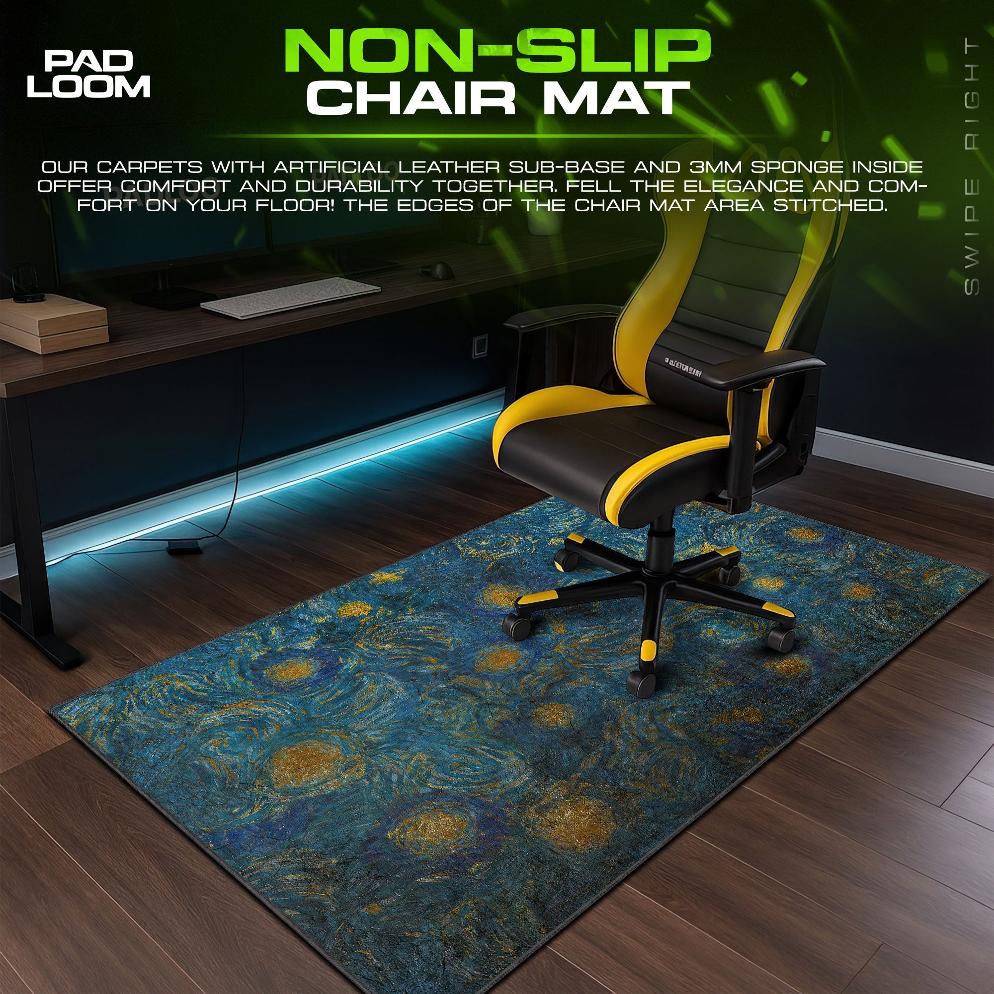 Starry Night Mouse Pad - Artistic Desk Mat Padloom
