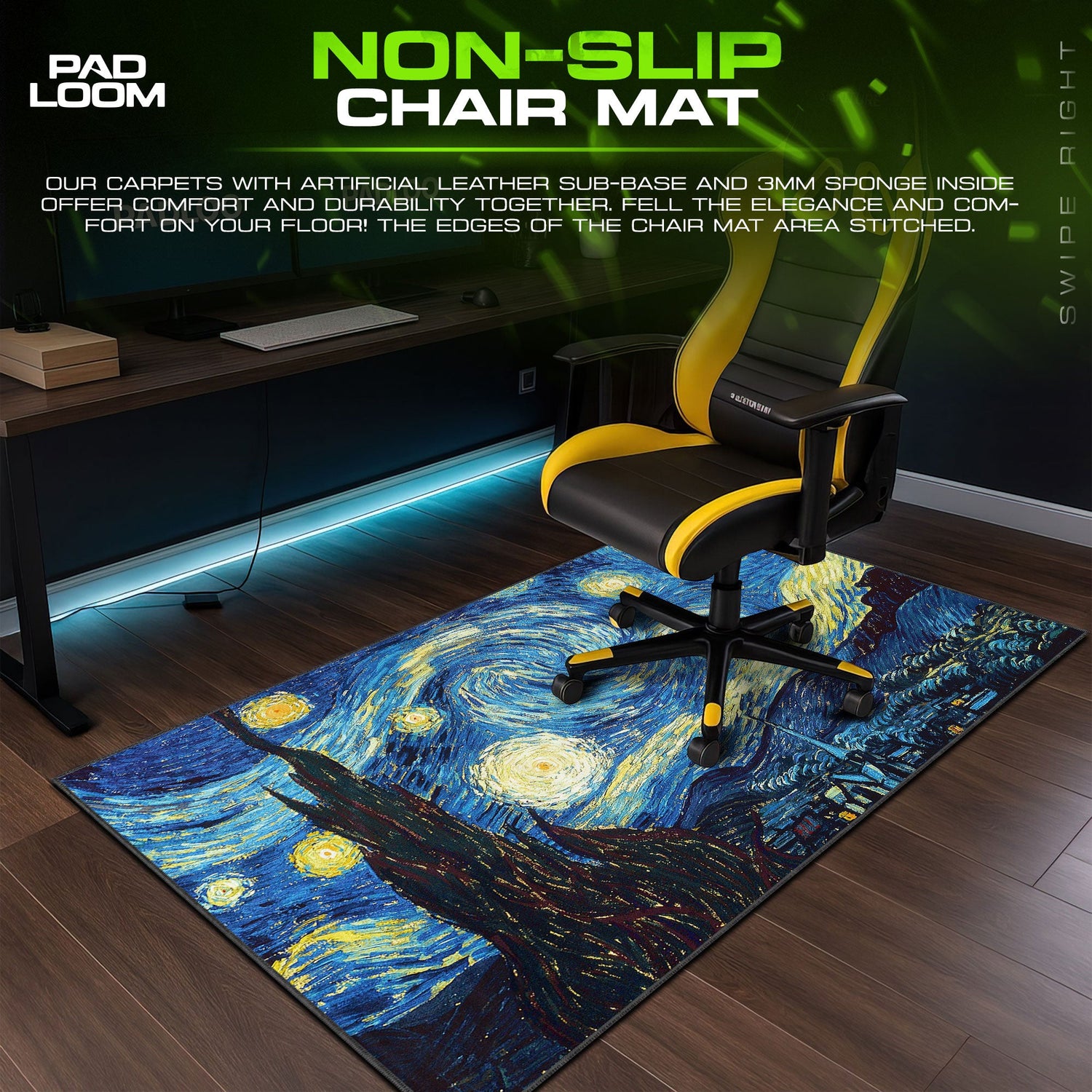 Starry Night Mouse Pad, Van Gogh Art Style Desk Mat Padloom