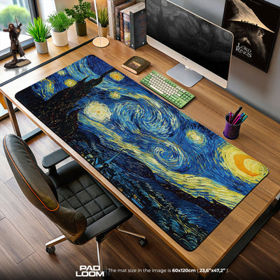 Starry Night Mouse Pad, Van Gogh Art Style Desk Mat