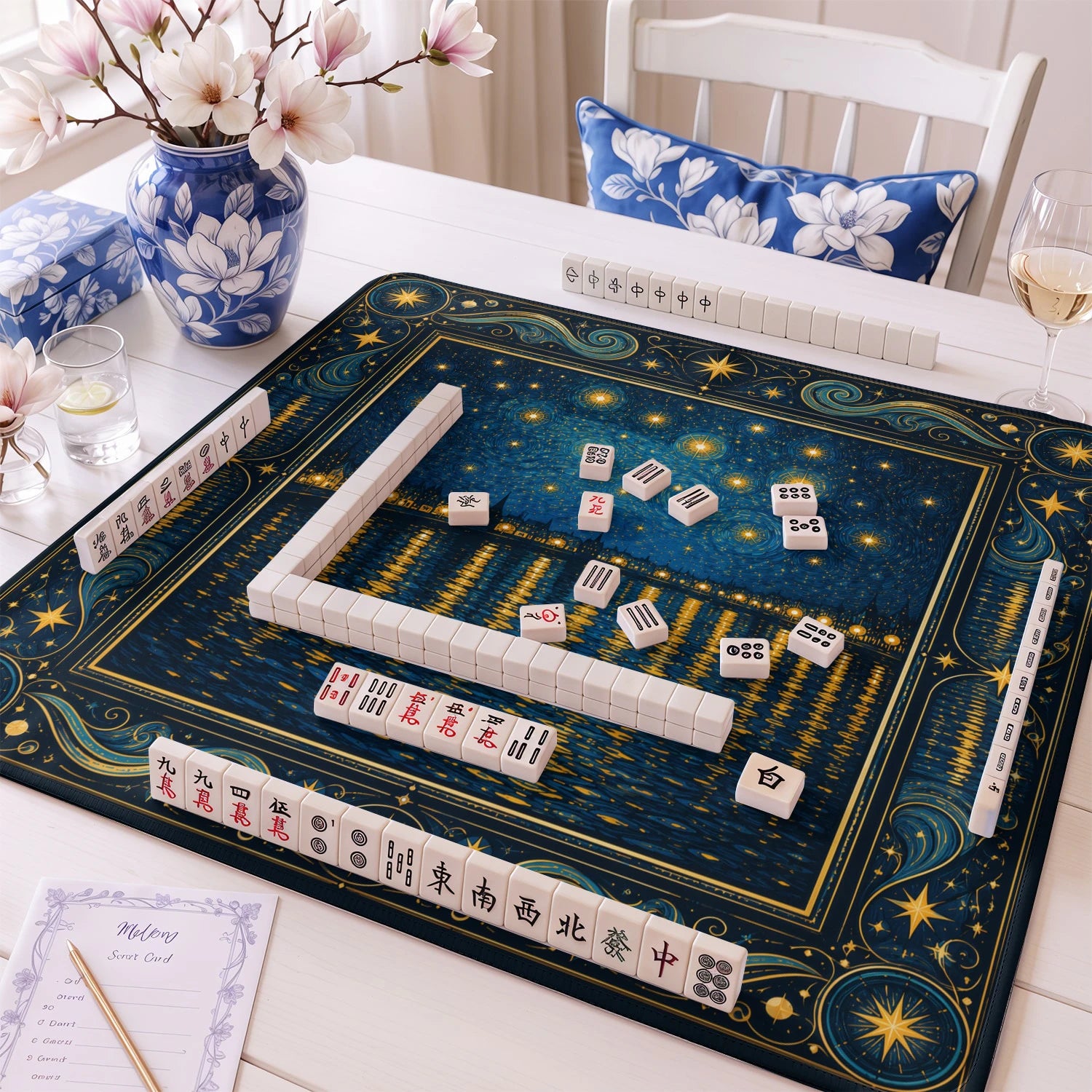 Starry Night Rhone mahjong mat – M (60x60 cm) and L (81x81 cm) sizes