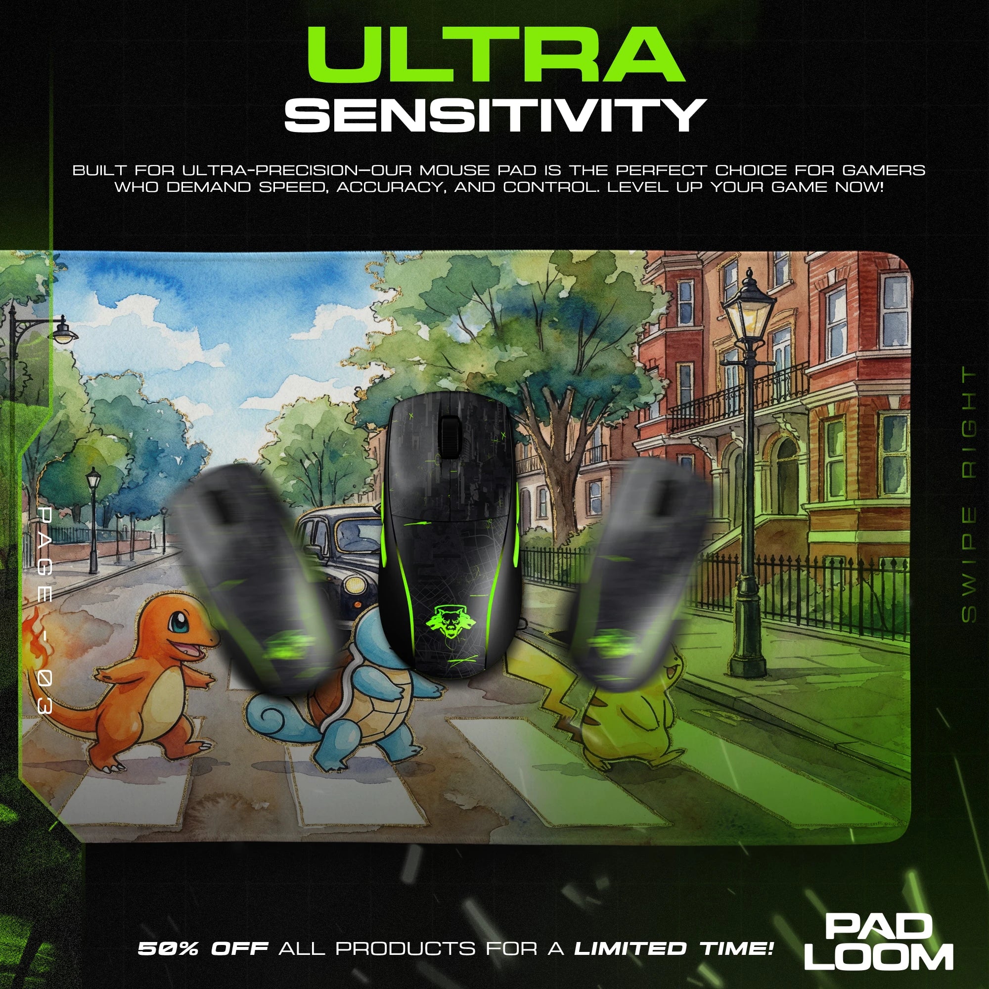 Starter Abbey Road Mouse Pad - Pokemon Desk Mat