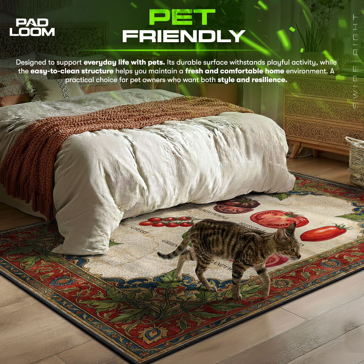 Steakhouse Cuts themed area rug for home decor fans