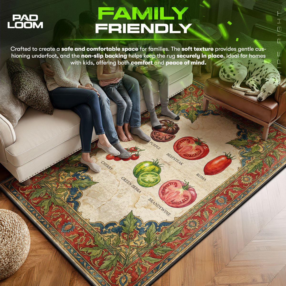 Floor character design printed on rug