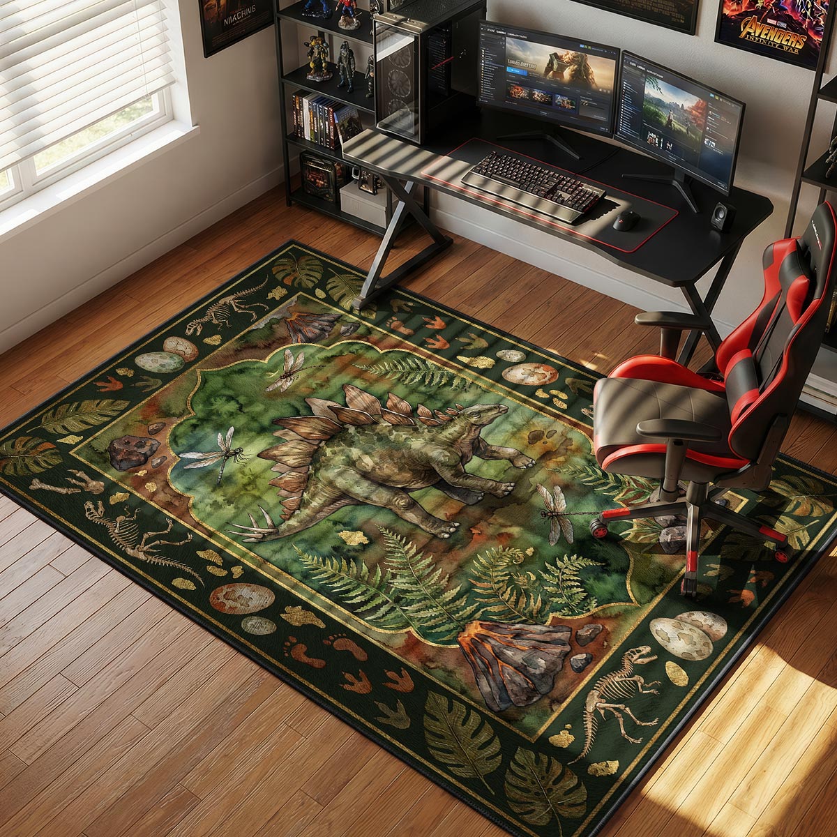 Stegosaurus Dinosaur Adventure Rug – Jurassic Kids Room Decor