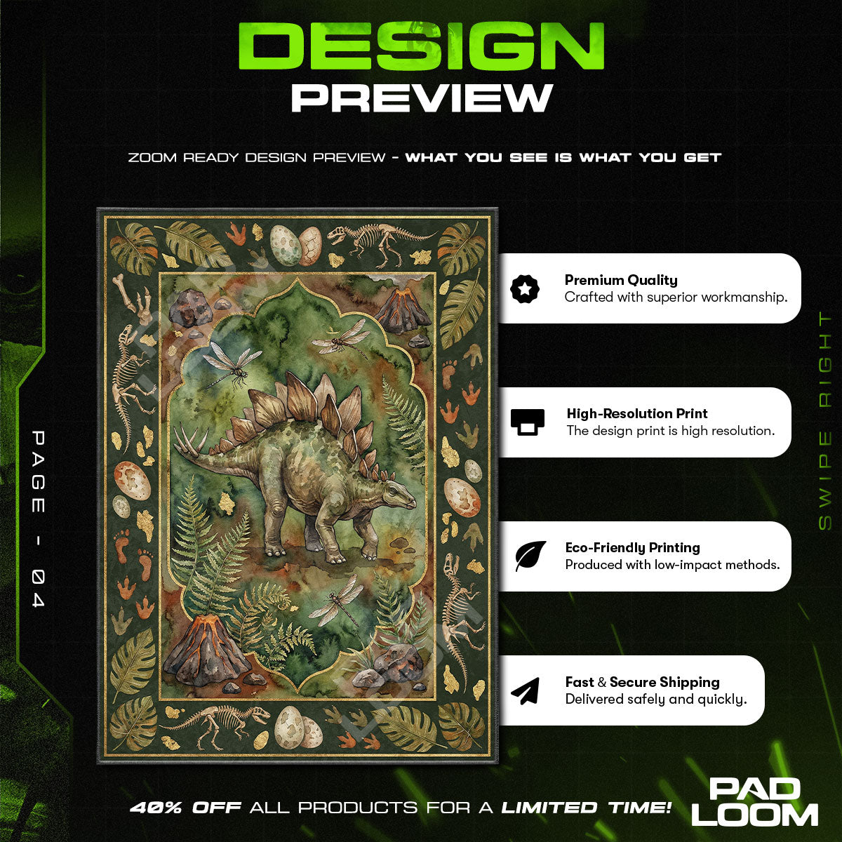 Stegosaurus Dinosaur Adventure Rug – Jurassic Kids Room Decor