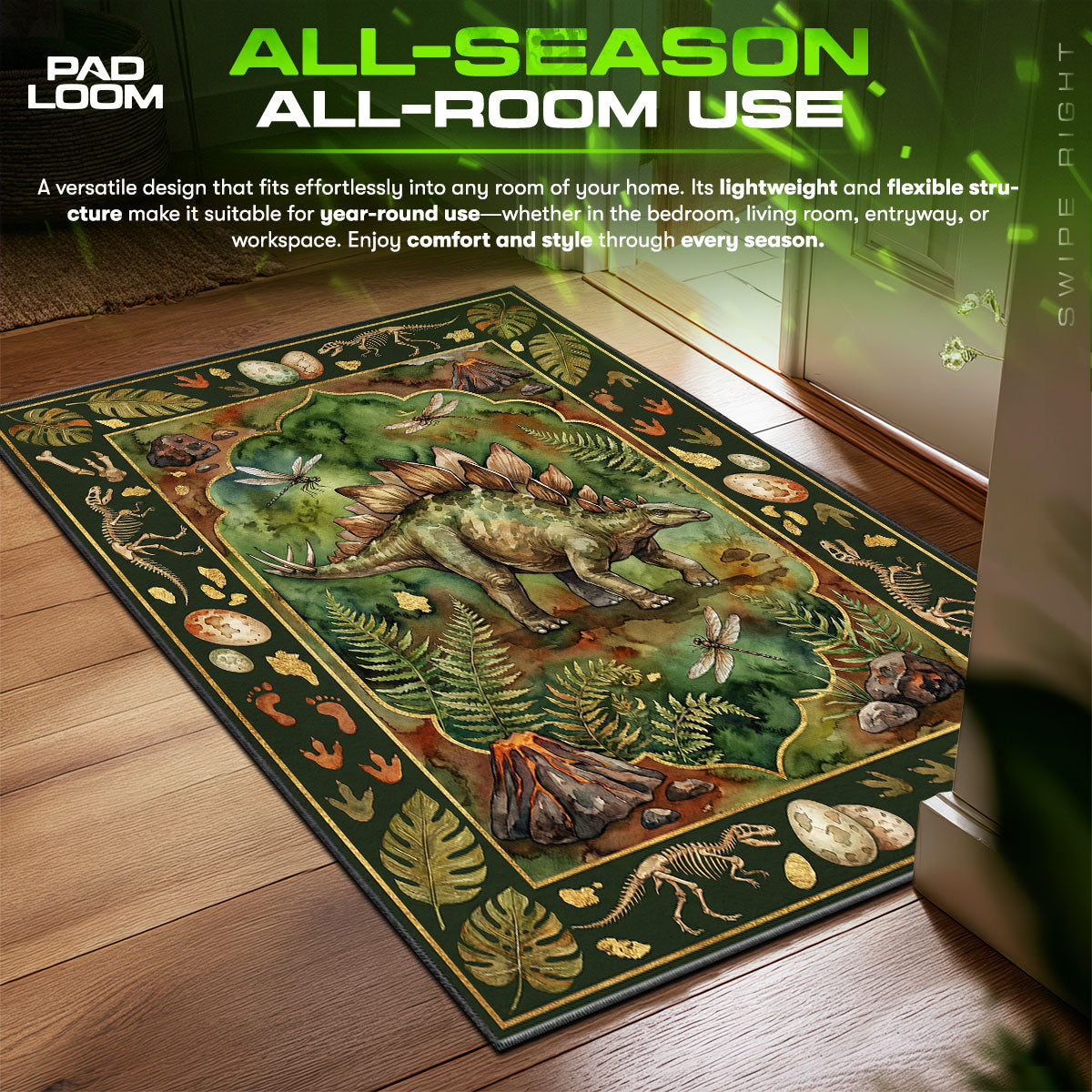 Stegosaurus Dinosaur Adventure Rug – Jurassic Kids Room Decor