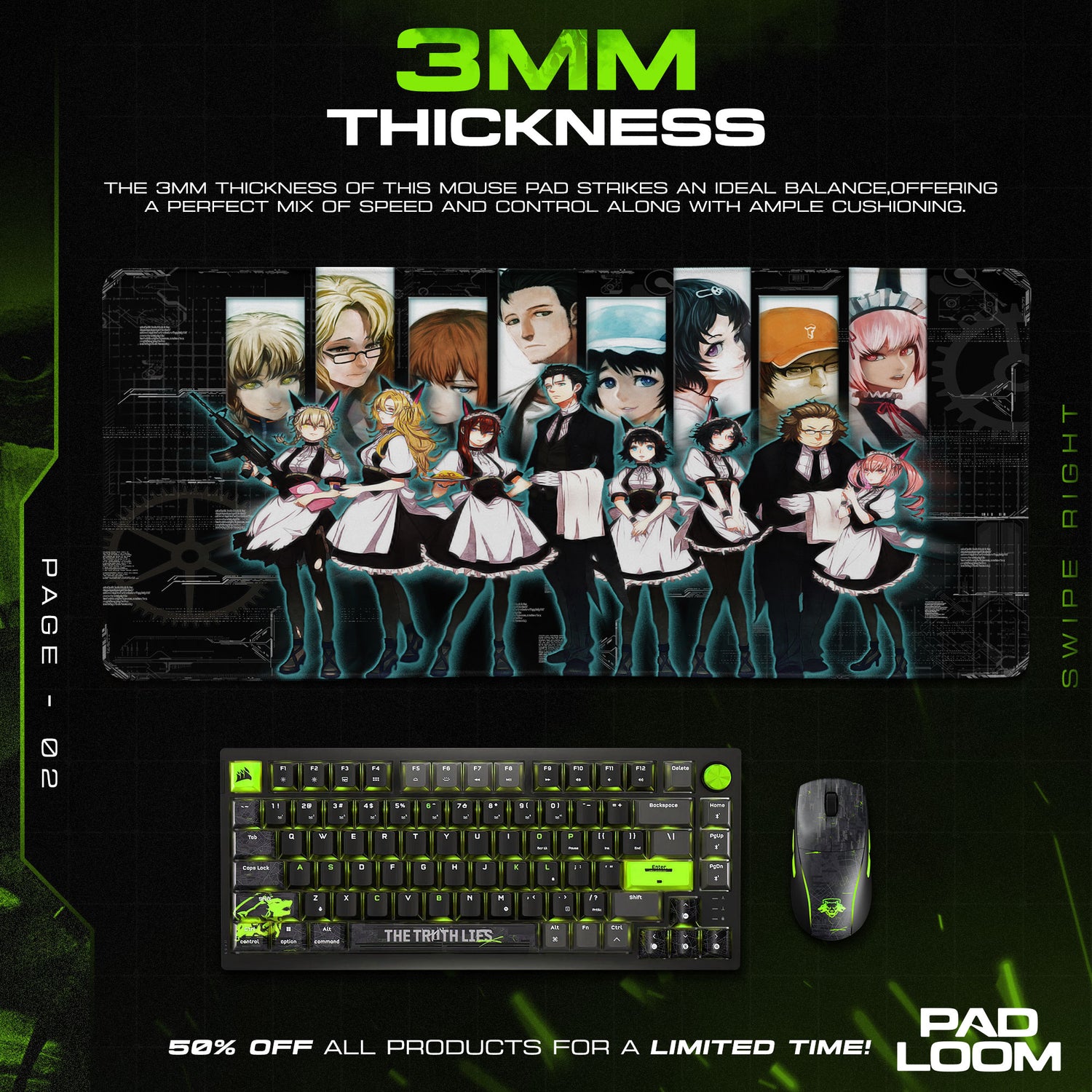 Steins Gate themed desk mat for gaming fans