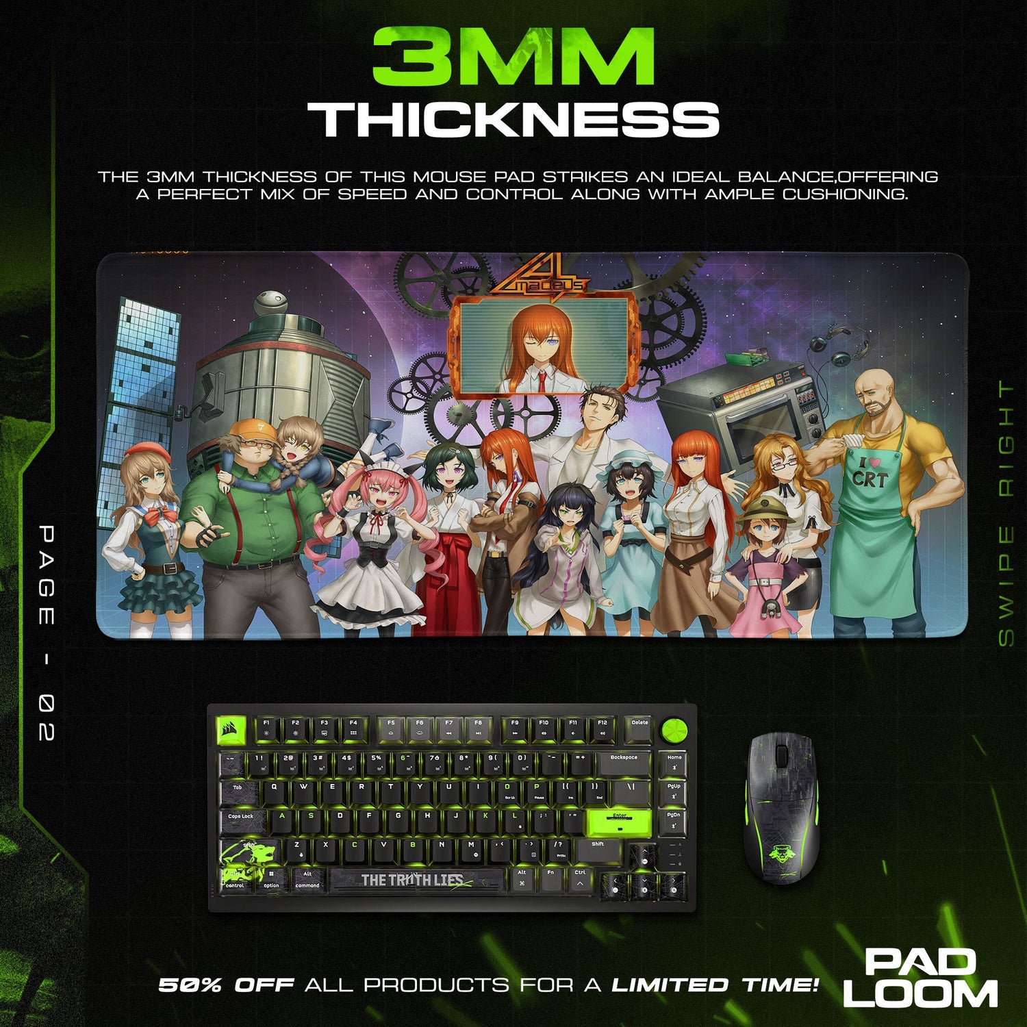 Steins Gate Mouse Pad, Future Gadget Lab Gaming Desk Mat Padloom