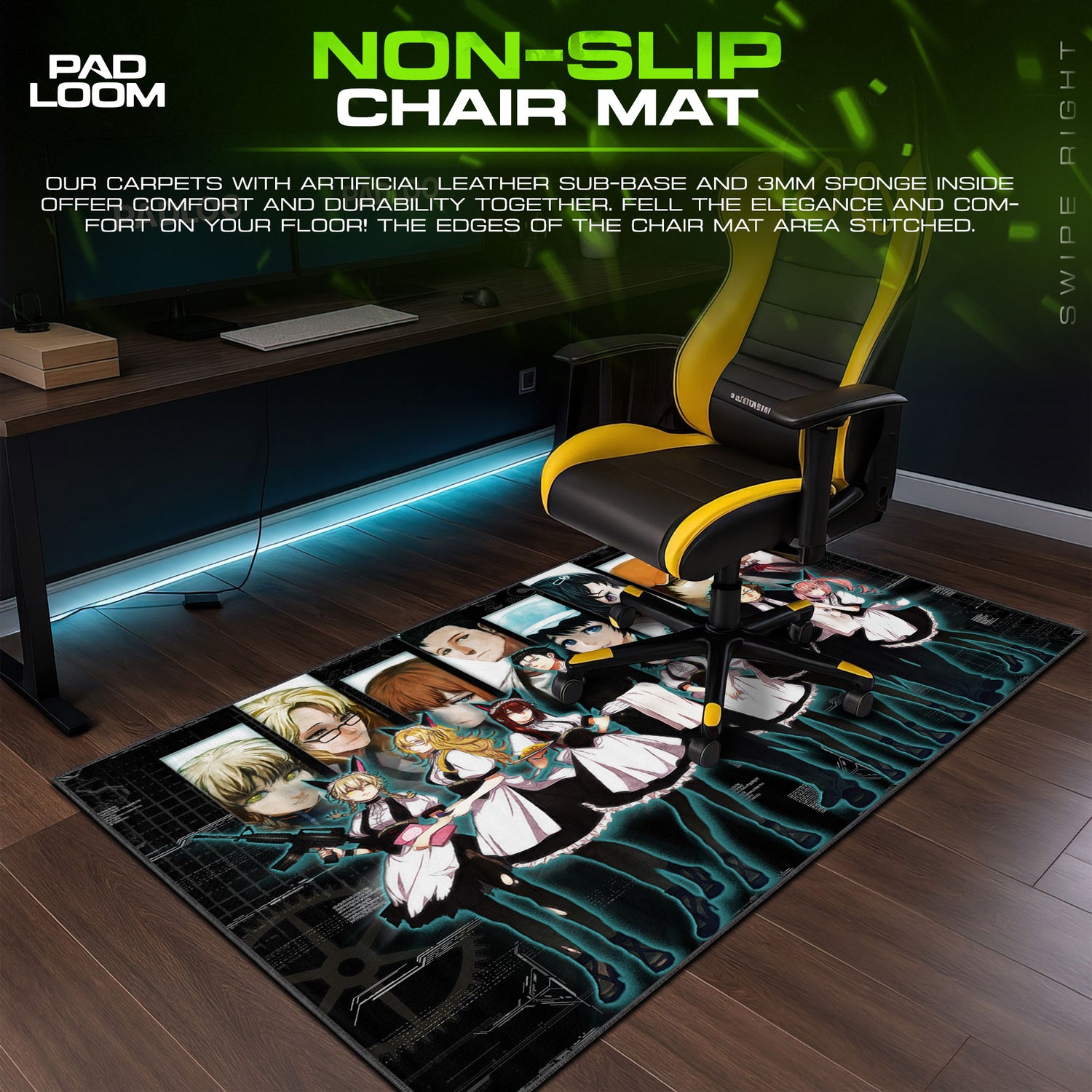 Steins desk mat showing full gaming artwork