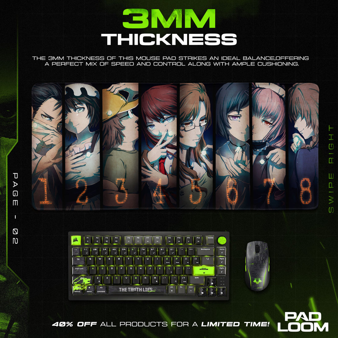 Steins;Gate Lab Members Mouse Pad, Anime Gaming Desk Mat