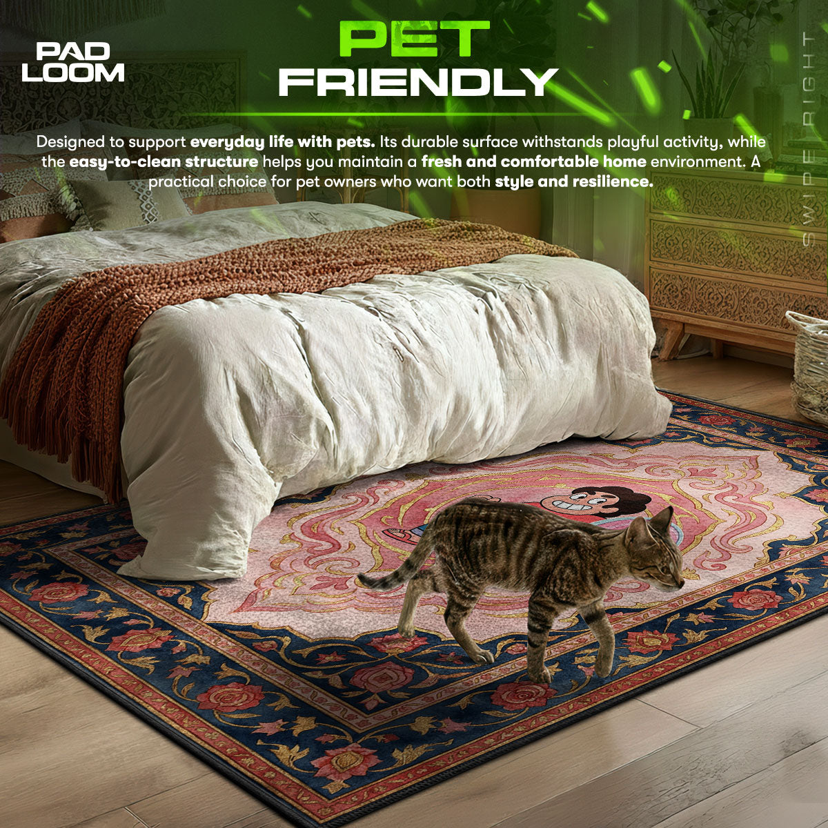 Area character design printed on rug