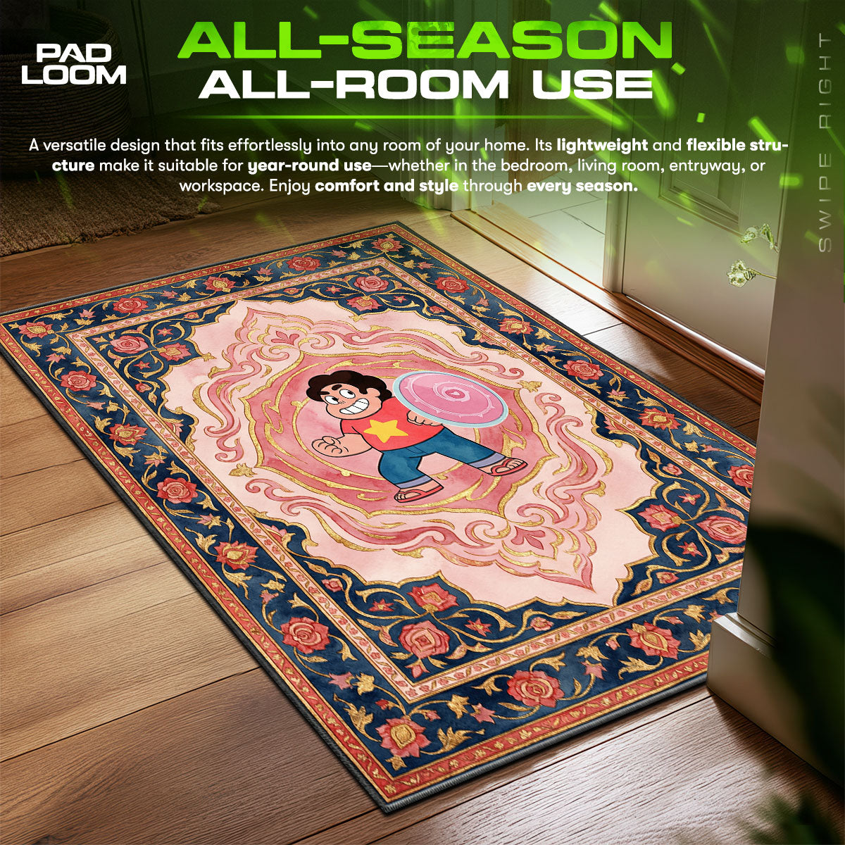 Steven area rug showing full home decor artwork