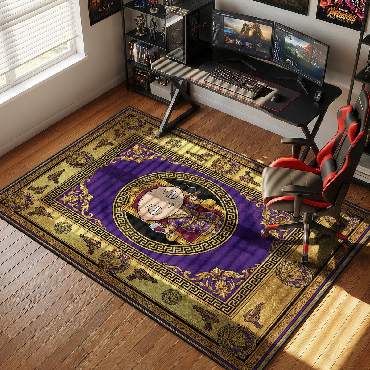 Stewie Griffin Gold Throne Luxury Floor rug — main product view