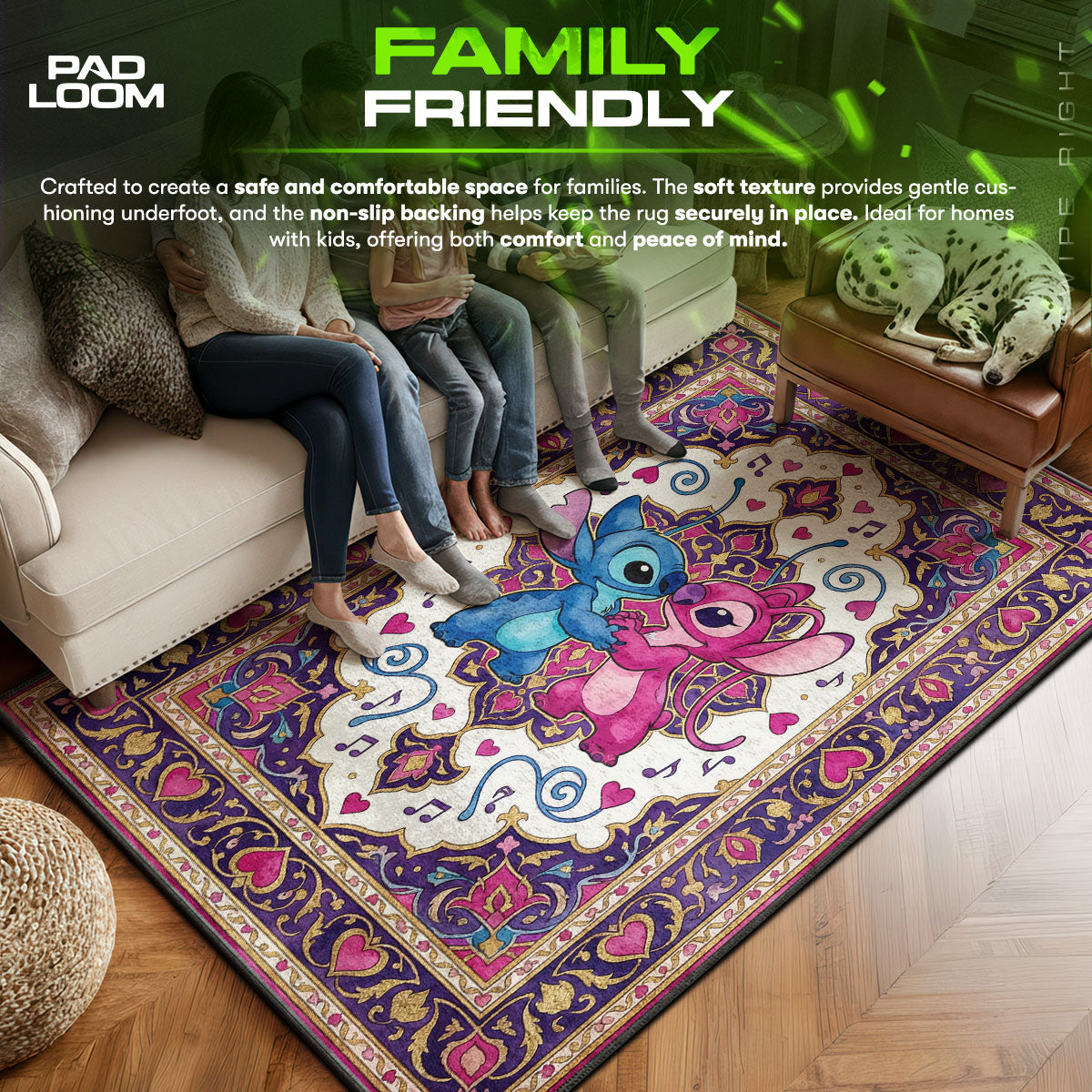 Area character design printed on rug