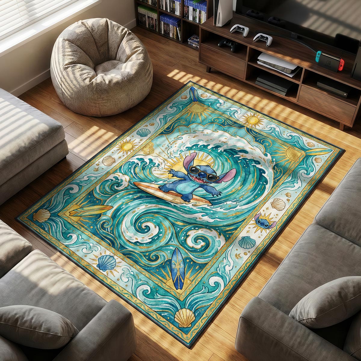 Stitch Surfing Lilo Stitch Cartoon Area rug — main product view
