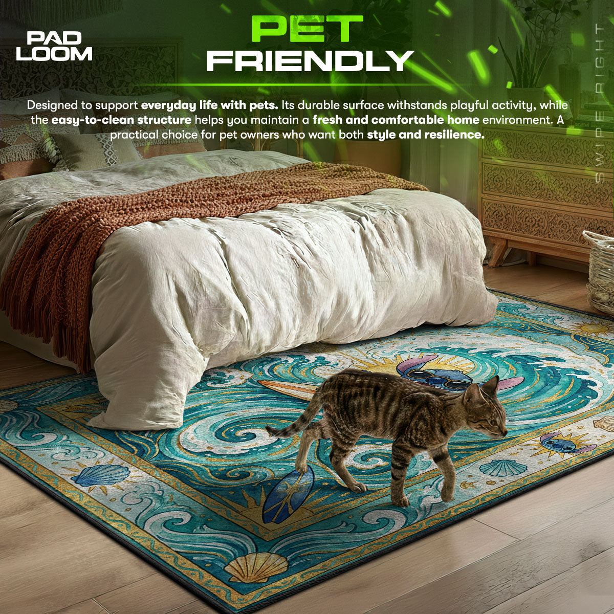 Area character design printed on rug