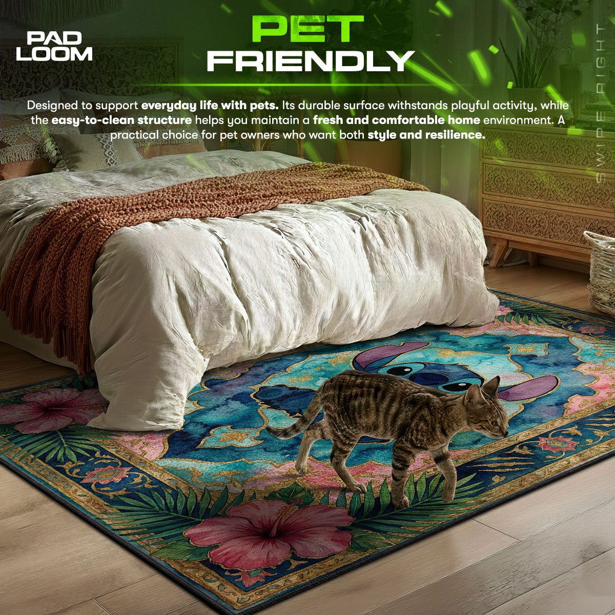 Stitch Tropical themed area rug for home decor fans