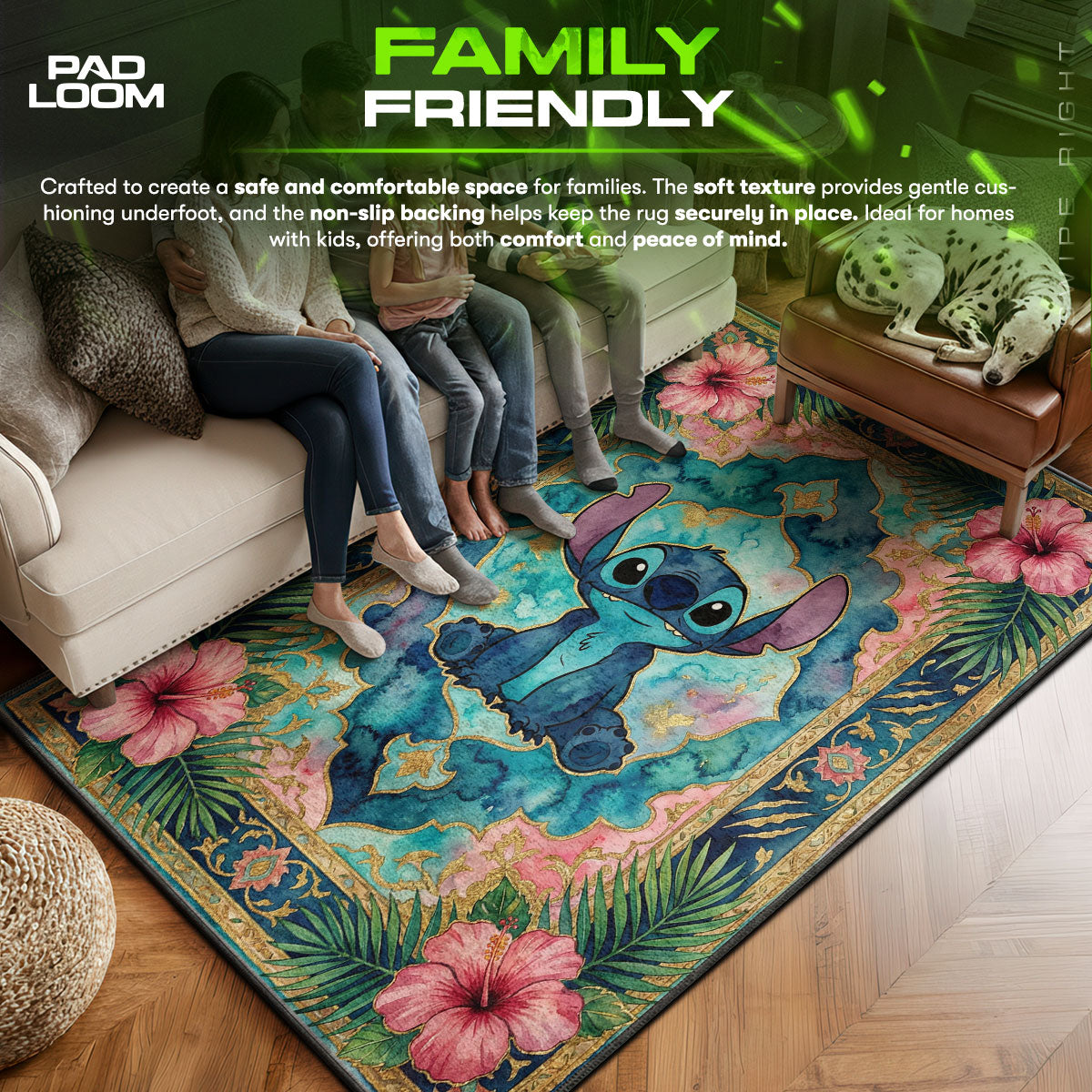Area character design printed on rug