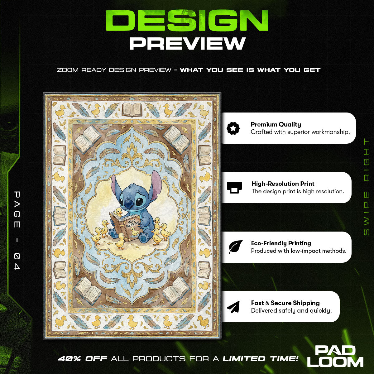Stitch Ugly Duckling Lilo Stitch Cartoon Area rug — main product view