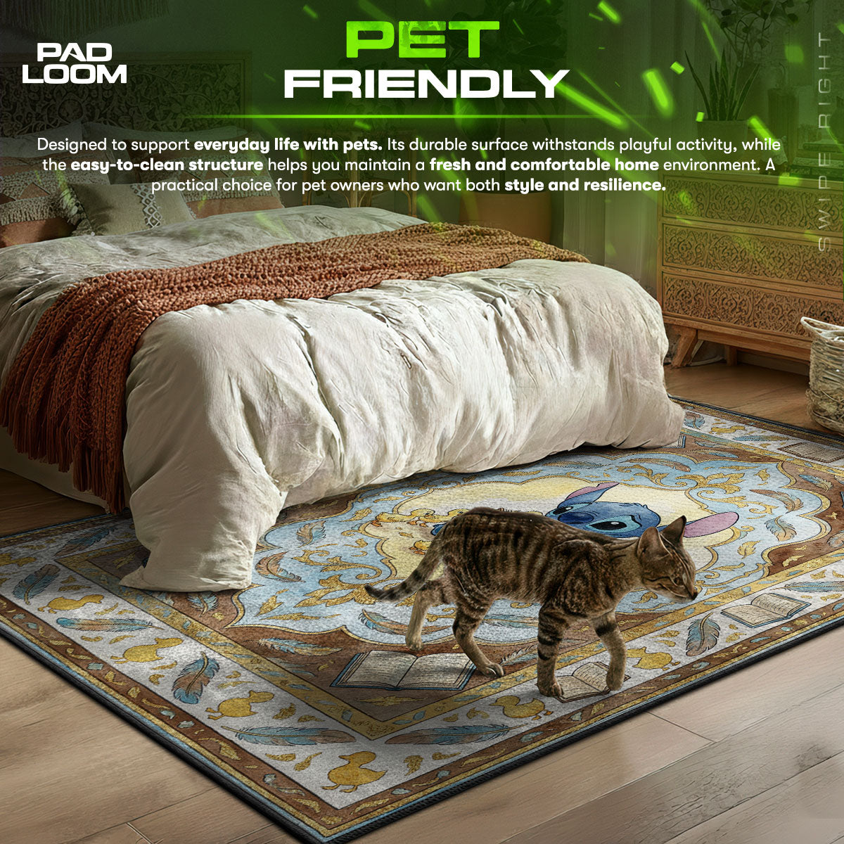 Stitch Ugly themed area rug for home decor fans