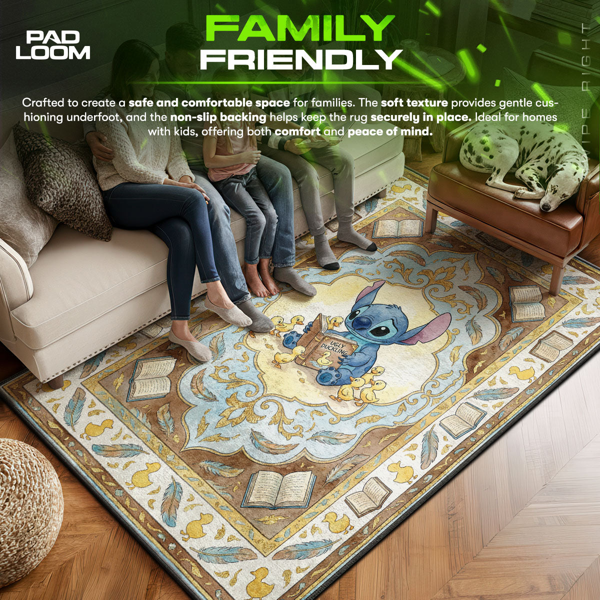 Area character design printed on rug