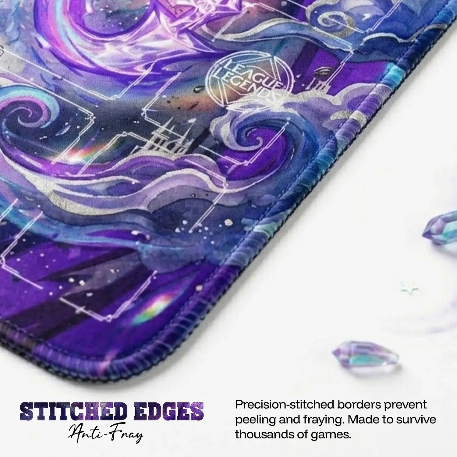 Stitched anti-fray edge TCG playmat