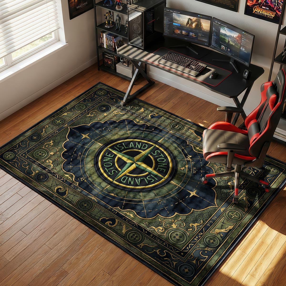 Stone Island Green Compass Urban Floor rug — main product view