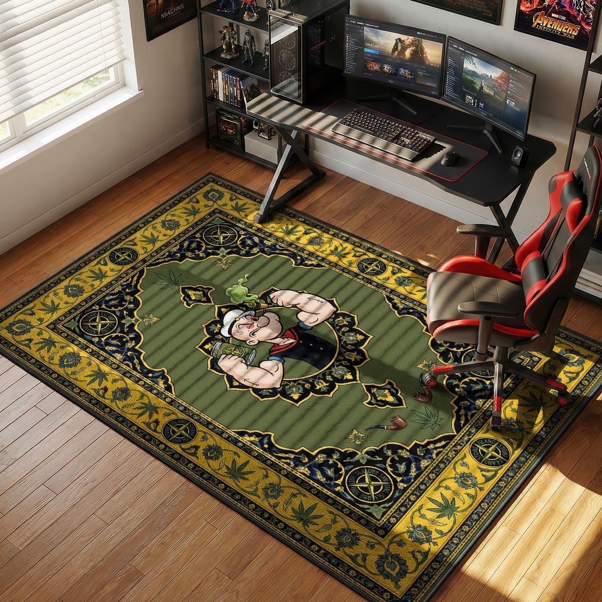 Stone Island Popeye Luxury Green Floor Decor rug — main product view