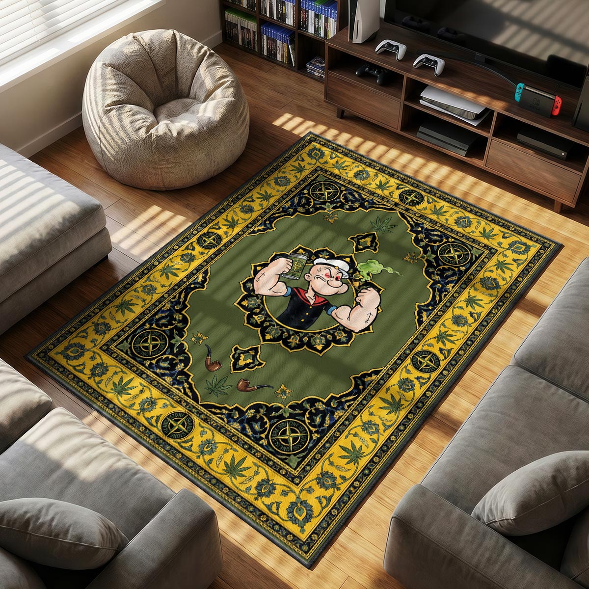 Stone Island themed area rug for home decor fans