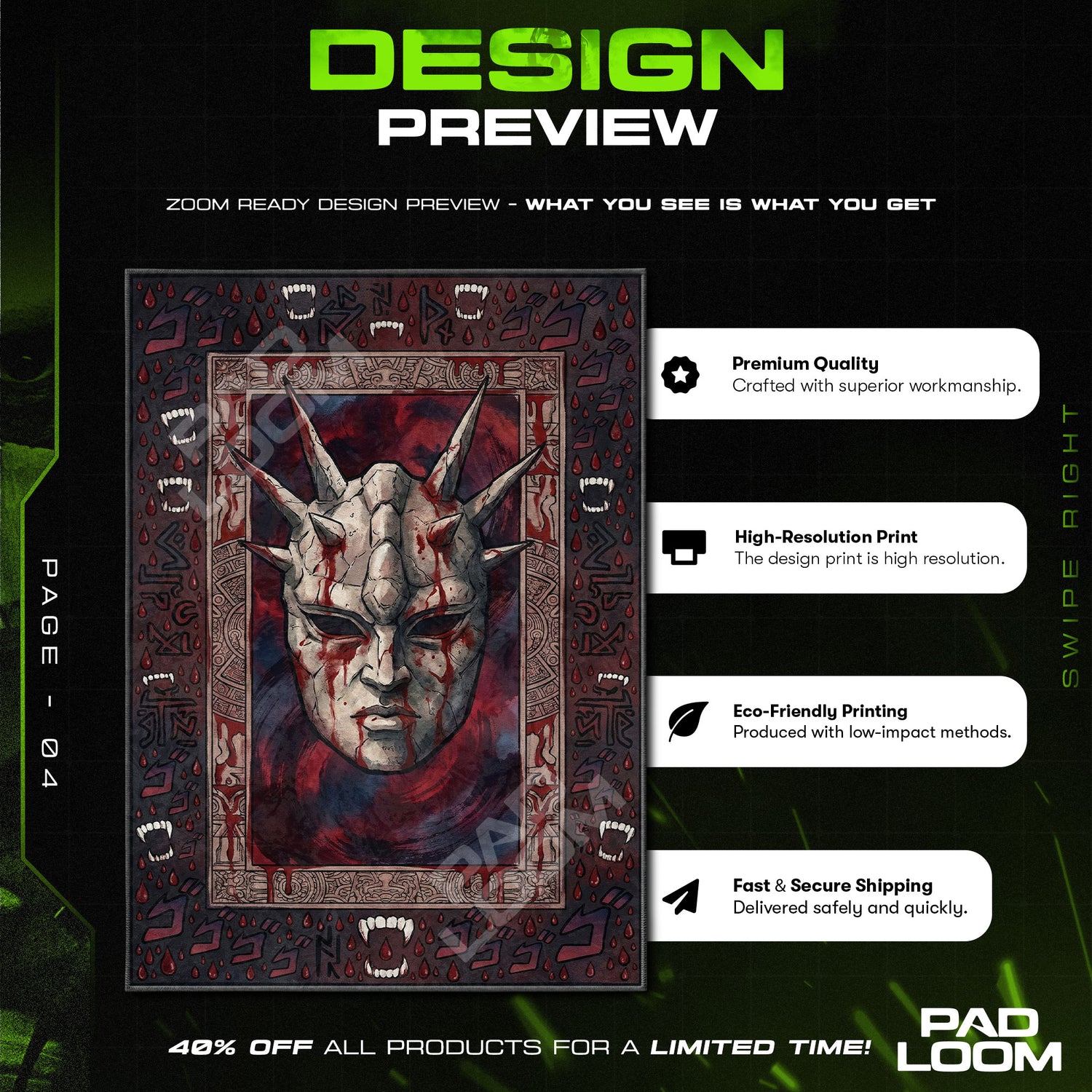 Chair character design printed on rug