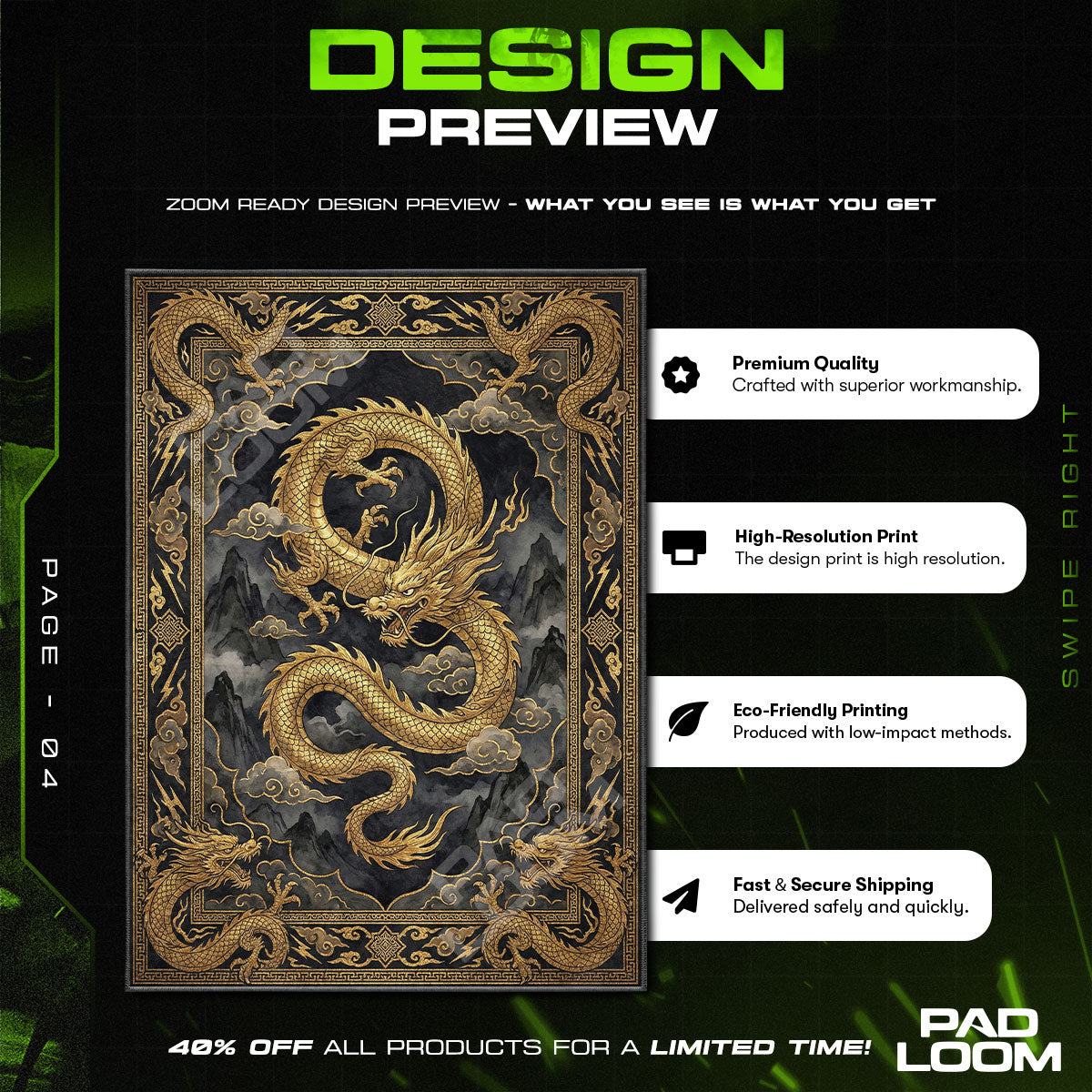 Storm Dragon Golden Dragon Area rug — main product view