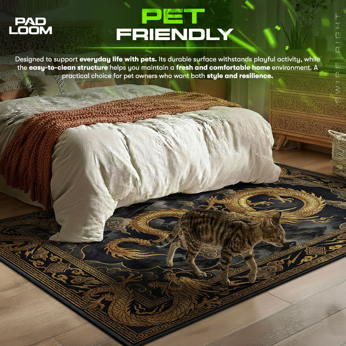 Storm Dragon themed area rug for home decor fans